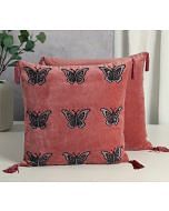 India Circus by Krsnaa Mehta Salmon Butterfly Adorn Cushion Cover