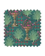 India Circus by Krsnaa Mehta Sea Green Floral Pillar Crest Fabric