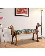 India Circus by Krsnaa Mehta Signature Windows Wooden Animal Bench