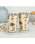 India Circus Chevron Palms Steel Tumbler (Set of 2)