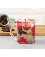 India Circus Red Blooms Glass Mug