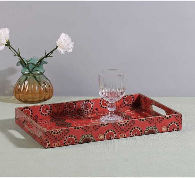 India Circu by Krsnaa Mehta Raceme Rosettes MDF Rectangle Tray