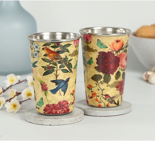 India Circus Bird Land Steel Tumbler (Set of 2)