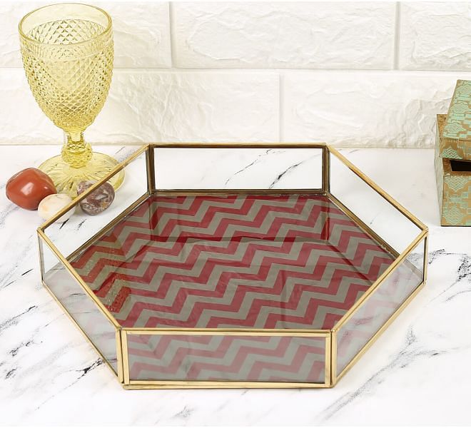 India Circus by Krsnaa Mehta Carmine Chevron Hexagon Tray