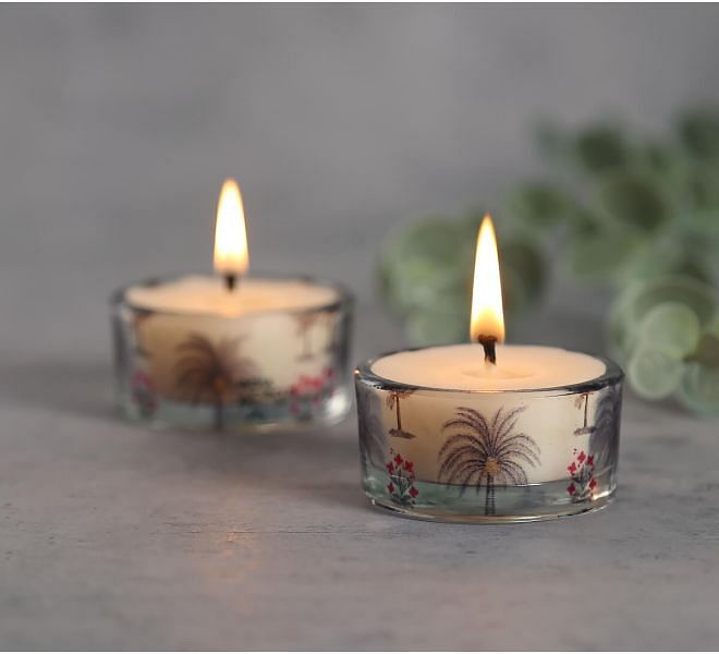 Chevron Palms T Lite Candle Votive Set of 2