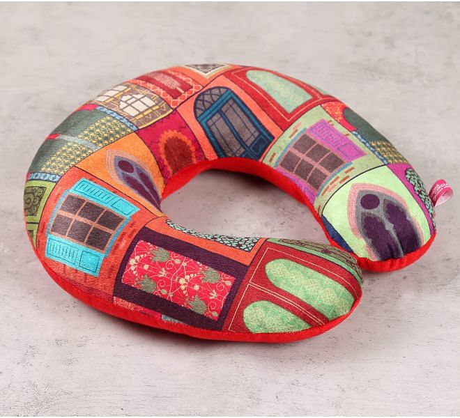 India Circus by Krsnaa Mehta Mughal Doors Reiteration Neck Pillow