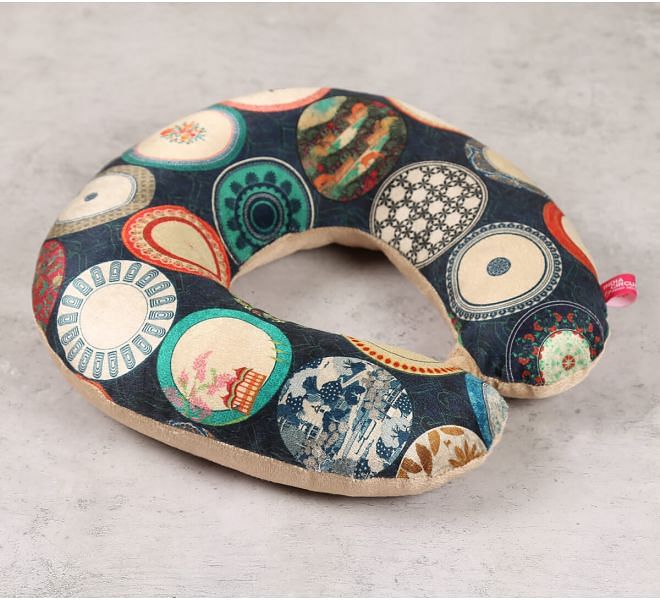 India Circus by Krsnaa Mehta Platter Portrayal Neck Pillow