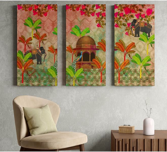 India Circus by Krsnaa Mehta Tribal Tusker Wall Art Set of 3