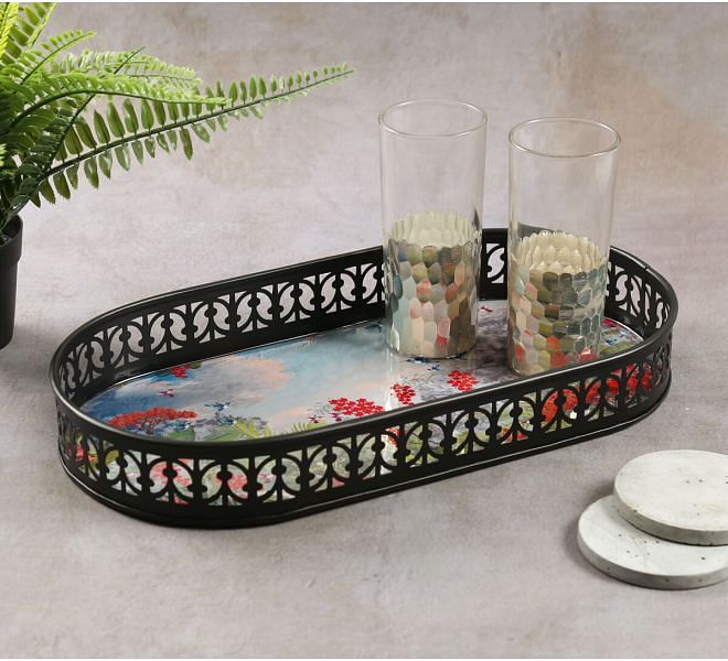 India Circus by Krsnaa Mehta Tropical View Rectangle Iron Tray