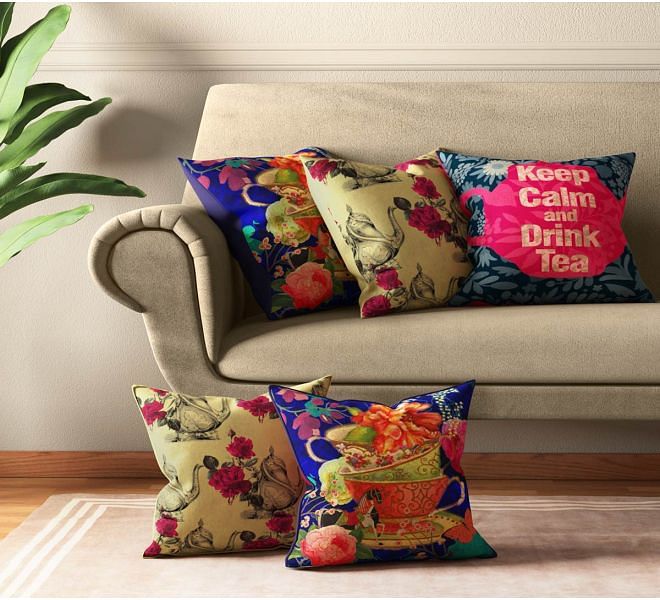 India Circus Garden Hi-Tea Cushion Cover Set of 5