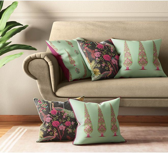 India Circus Peacock & Conifer Cushion Cover Set of 5