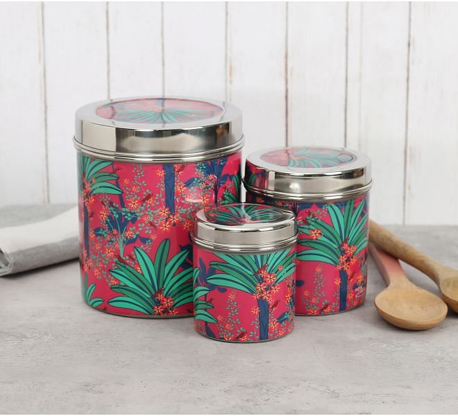 India Circus Royal Palms Steel Container (Set of 3)