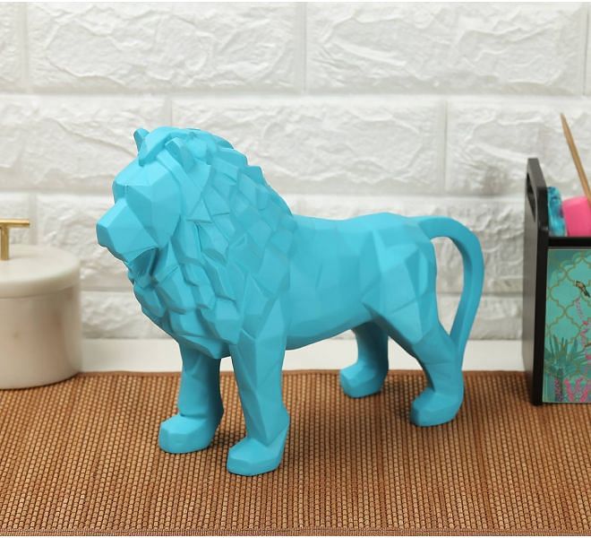 India Circus Sky Blue King of Beasts Figurine