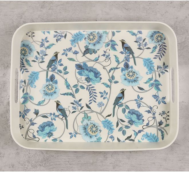 India Circus by Krsnaa Mehta Azur Blooms Rectangle Bamboo Tray