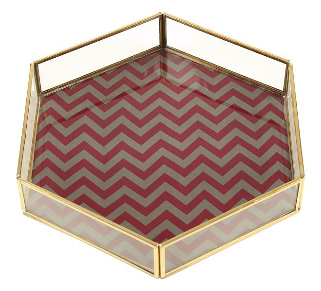 India Circus by Krsnaa Mehta Carmine Chevron Hexagon Tray