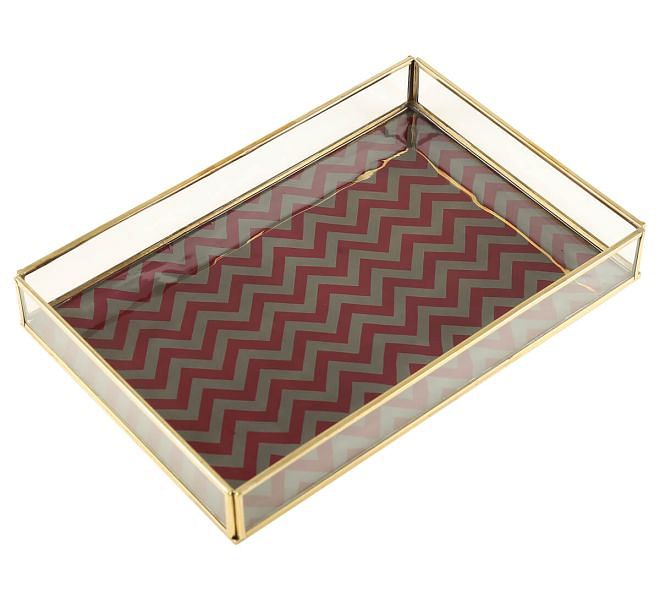 India Circus by Krsnaa Mehta Carmine Chevron Rectangle Tray