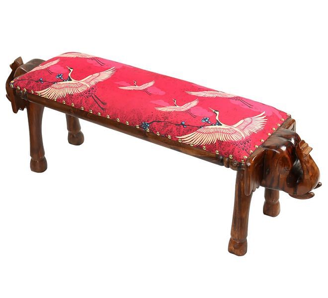 India Circus by Krsnaa Mehta Legend of the Cranes Wooden Animal Bench