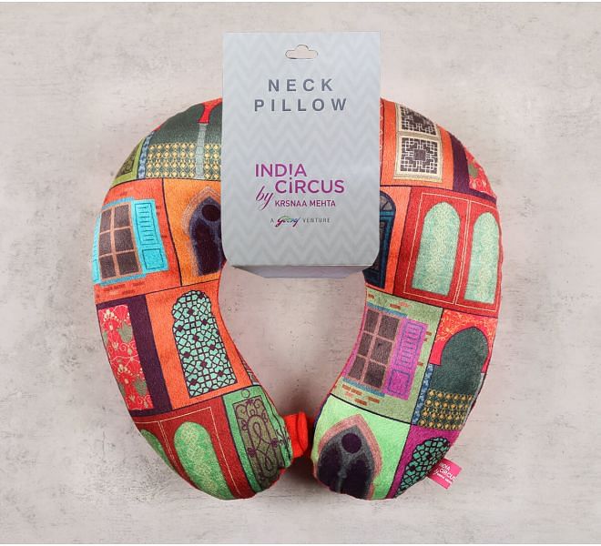 India Circus by Krsnaa Mehta Mughal Doors Reiteration Neck Pillow