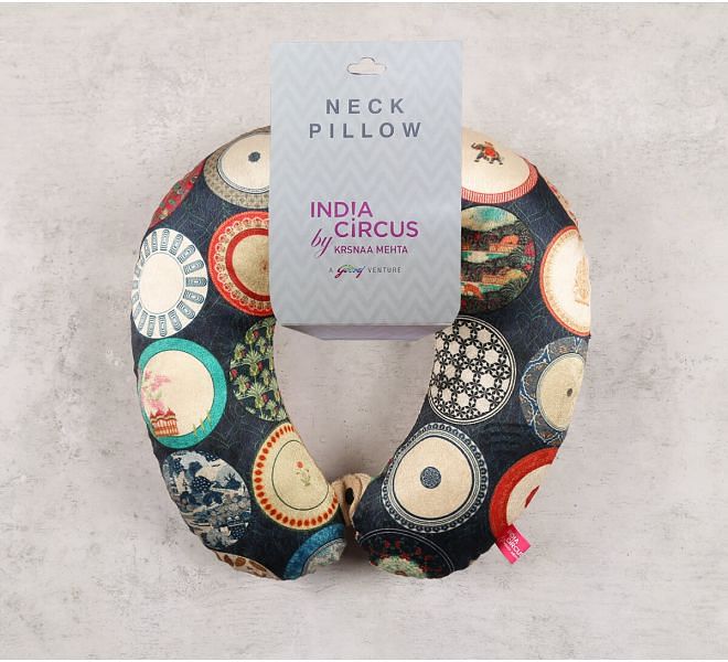 India Circus by Krsnaa Mehta Platter Portrayal Neck Pillow