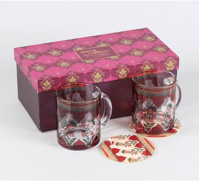 India Circus by Krsnaa Mehta Pome Poetry Glass Mugs & Coasters Combo - Set of 2