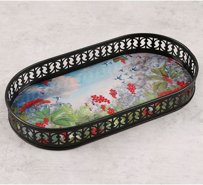 India Circus by Krsnaa Mehta Tropical View Rectangle Iron Tray