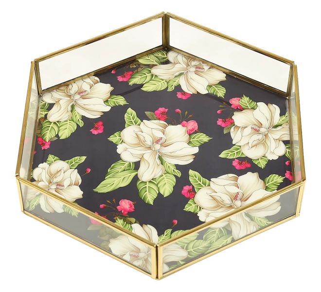 India Circus by Krsnaa Mehta White Rose Allure Hexagon Tray