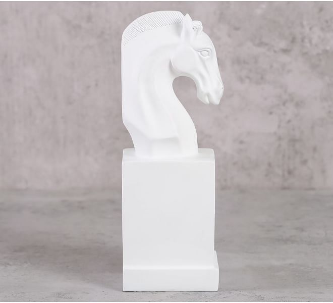 India Circus Daisy White Horse Head Figurine