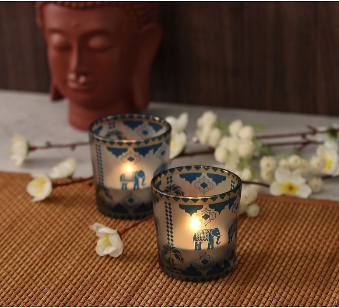 India Circus Earthy Symmetry Tea Light Holder Set of 2