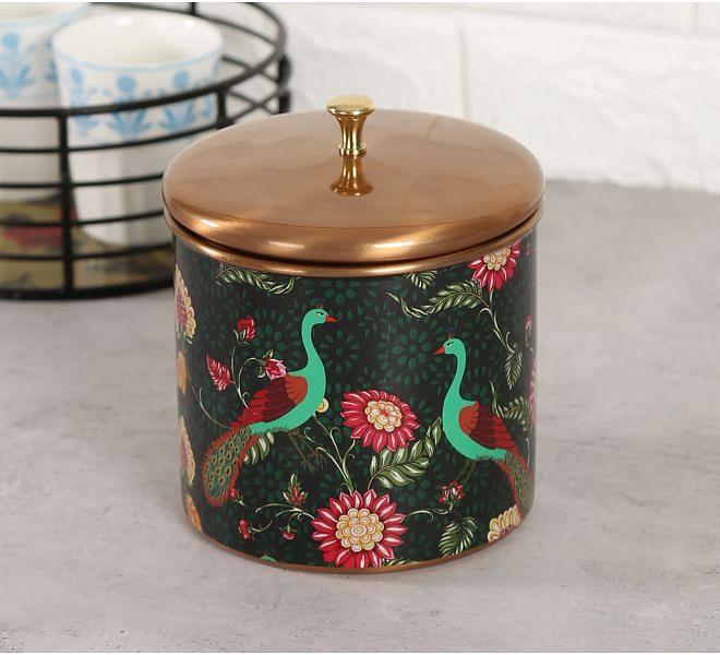 India Circus Feathers & florals Storage Jar