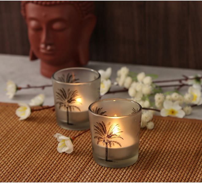 Palm Parade Tea Light Holder Set of 2