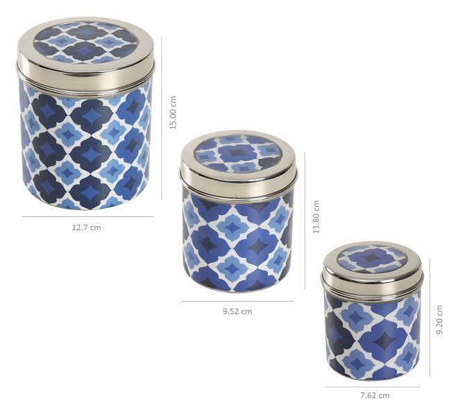 India Circus Prismatic Hexagons Steel Container (Set of 3)