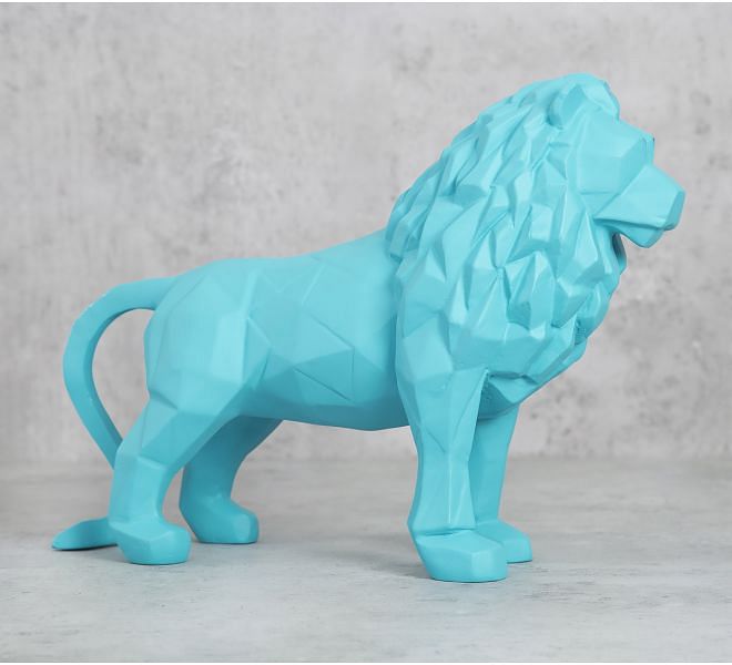 India Circus Sky Blue King of Beasts Figurine