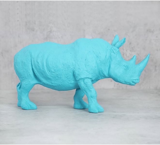 India Circus Sky Blue Rhino Calf Figurine