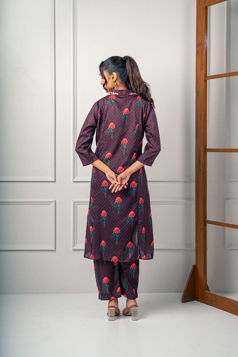 India Circus by Krsnaa Mehta Maroon Mosaic Co-Ord Set